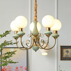 Lustra Chandelier Abat-jours Verts Bras Courbés en Or - Neutralighting