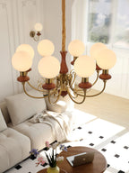 Lustra Chandelier Abat-jours Verts Bras Courbés en Or - Neutralighting
