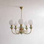 Lustra Chandelier Abat-jours Verts Bras Courbés en Or - Neutralighting