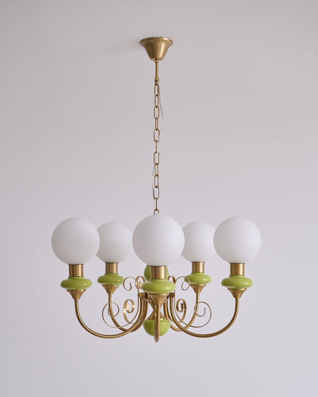 Lustra Chandelier Abat-jours Verts Bras Courbés en Or - Neutralighting