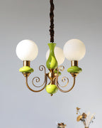 Lustra Chandelier Abat-jours Verts Bras Courbés en Or - Neutralighting