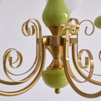 Lustra Chandelier Abat-jours Verts Bras Courbés en Or - Neutralighting