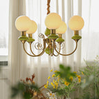 Lustra Chandelier Abat-jours Verts Bras Courbés en Or - Neutralighting