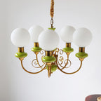 Lustra Chandelier Abat-jours Verts Bras Courbés en Or - Neutralighting