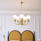 Lustra Chandelier Abat-jours Verts Bras Courbés en Or - Neutralighting