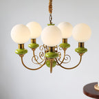 Lustra Chandelier Abat-jours Verts Bras Courbés en Or - Neutralighting