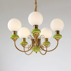 Lustra Chandelier Abat-jours Verts Bras Courbés en Or - Neutralighting