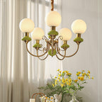 Lustra Chandelier Abat-jours Verts Bras Courbés en Or - Neutralighting