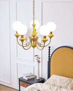 Lustra Chandelier Abat-jours Verts Bras Courbés en Or - Neutralighting