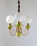 Lustra Chandelier Abat-jours Verts Bras Courbés en Or - Neutralighting