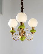 Lustra Chandelier Abat-jours Verts Bras Courbés en Or - Neutralighting
