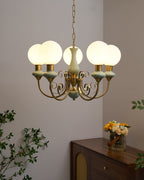 Lustra Chandelier Abat-jours Verts Bras Courbés en Or - Neutralighting