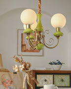 Lustra Chandelier Abat-jours Verts Bras Courbés en Or - Neutralighting
