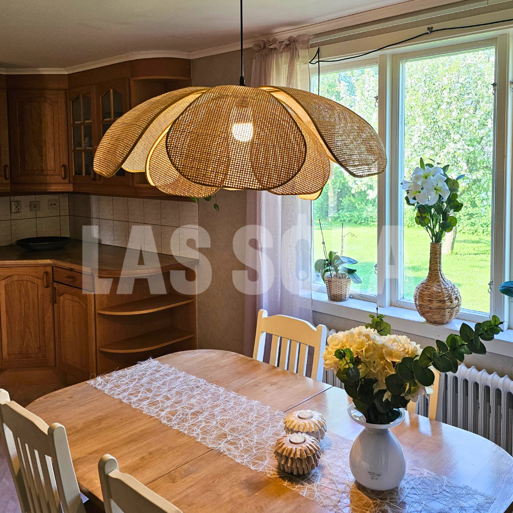 Ritta Suspension Vintage, Métal/Rotin, Bois, Salle à Manger - Neutralighting