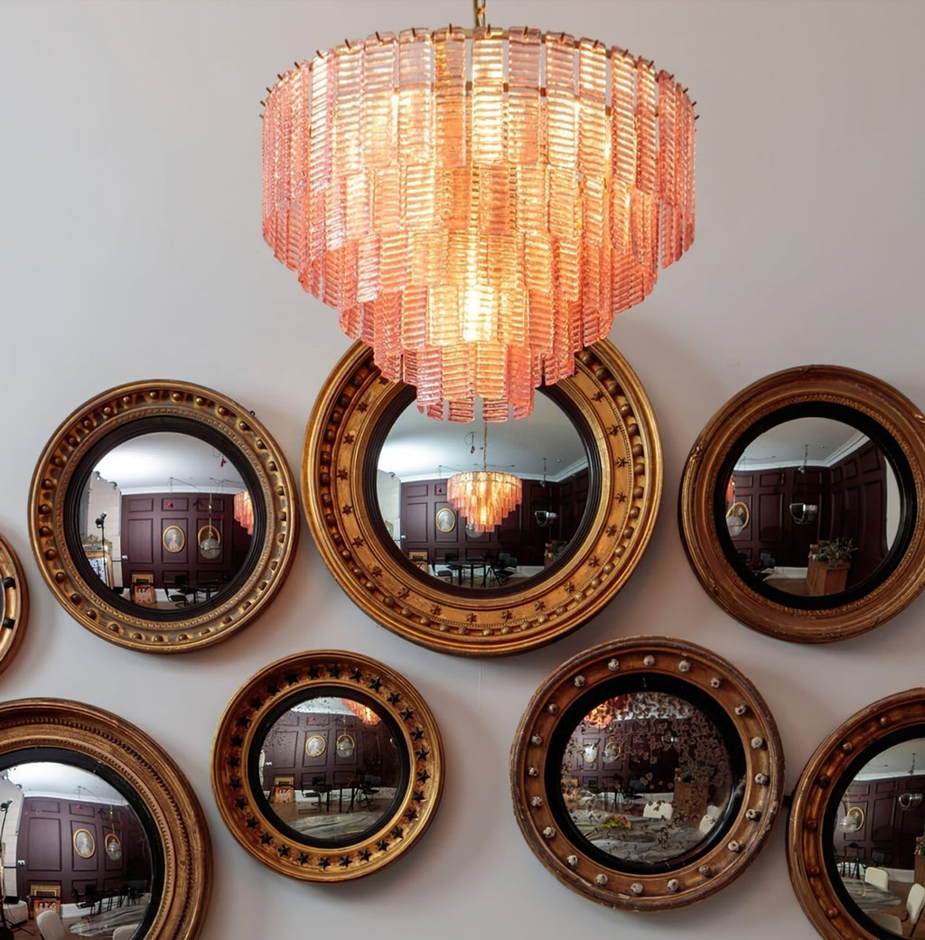 Aurora Lustre Rose Murano Verre Superposé Vintage Luxe - Neutralighting