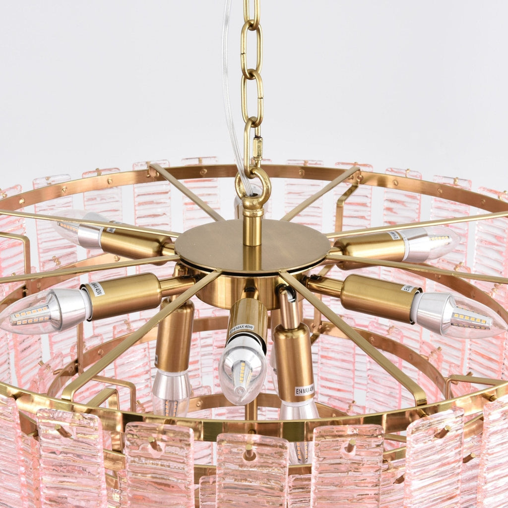 Aurora Lustre Rose Murano Verre Superposé Vintage Luxe - Neutralighting