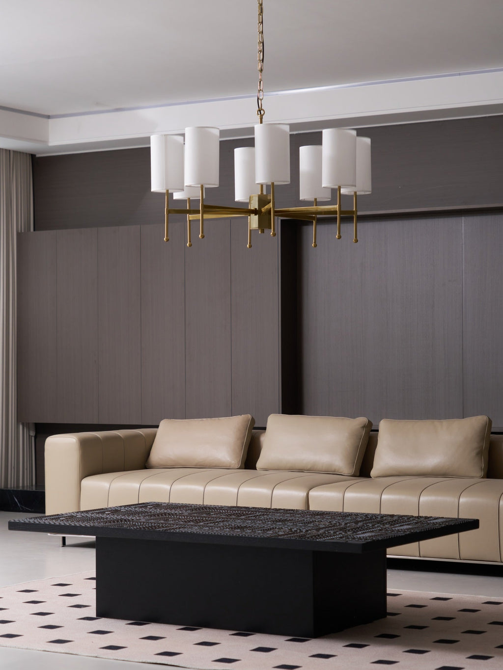 Ulcarisra Chandelier en Tissu Vintage en Laiton - Neutralighting