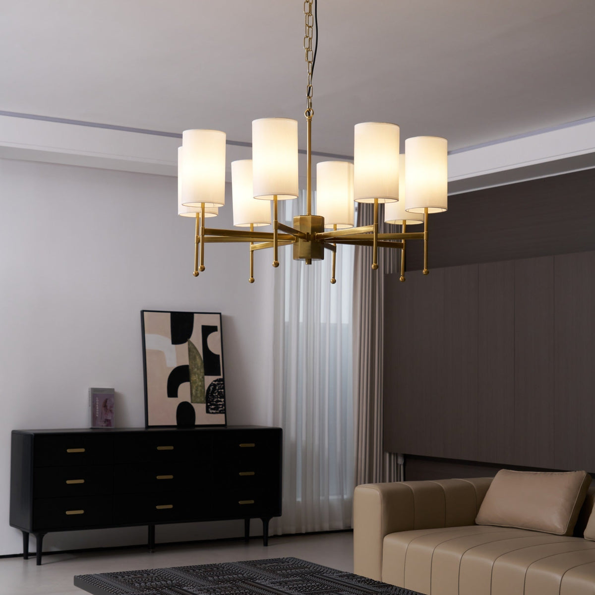Ulcarisra Chandelier en Tissu Vintage en Laiton - Neutralighting
