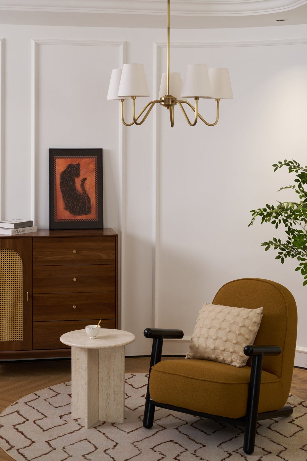 Viraean Chandelier Industriel Vintage en Laiton et Tissu - Neutralighting