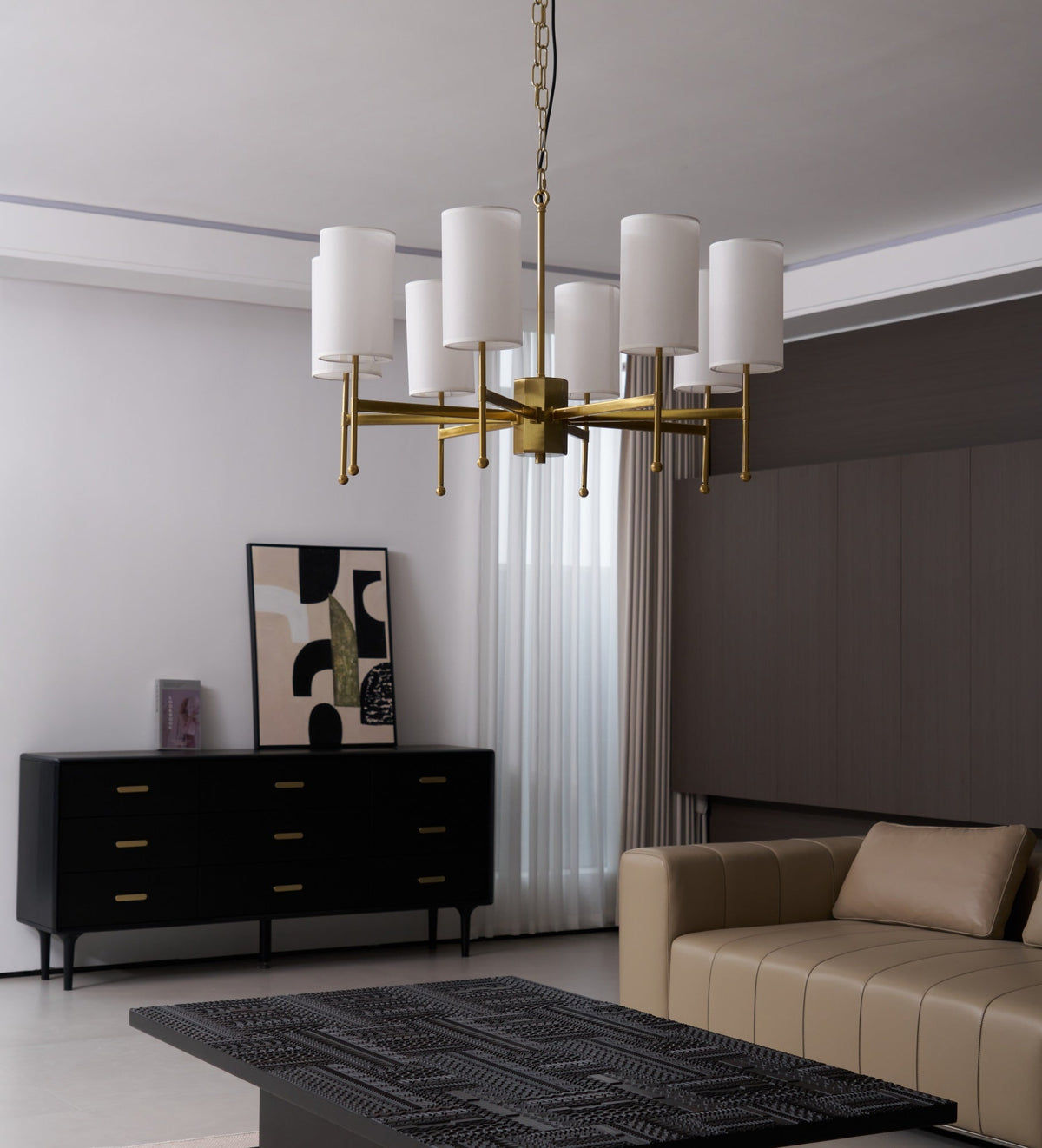 Ulcarisra Chandelier en Tissu Vintage en Laiton - Neutralighting