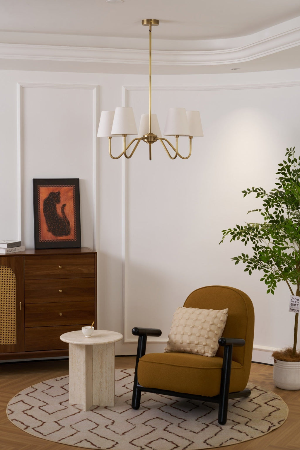Viraean Chandelier Industriel Vintage en Laiton et Tissu - Neutralighting