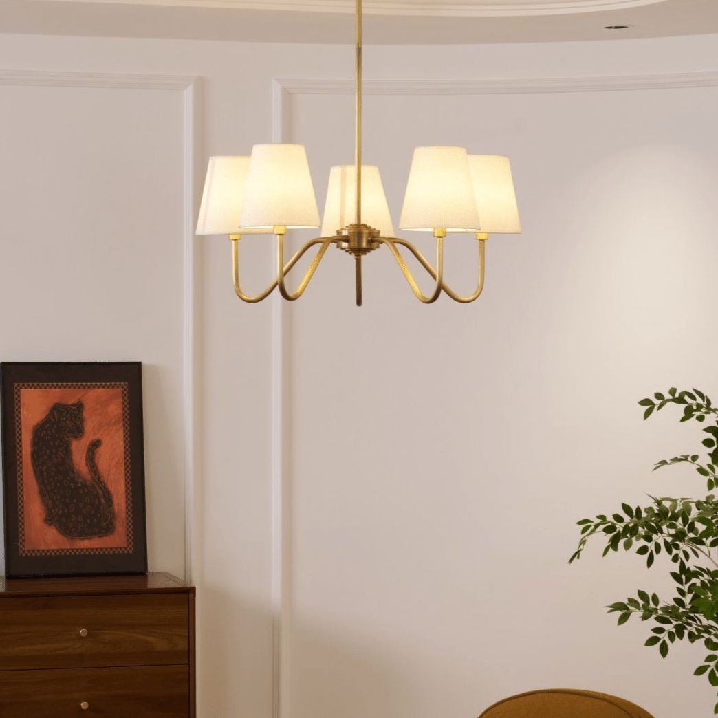 Viraean Chandelier Industriel Vintage en Laiton et Tissu - Neutralighting