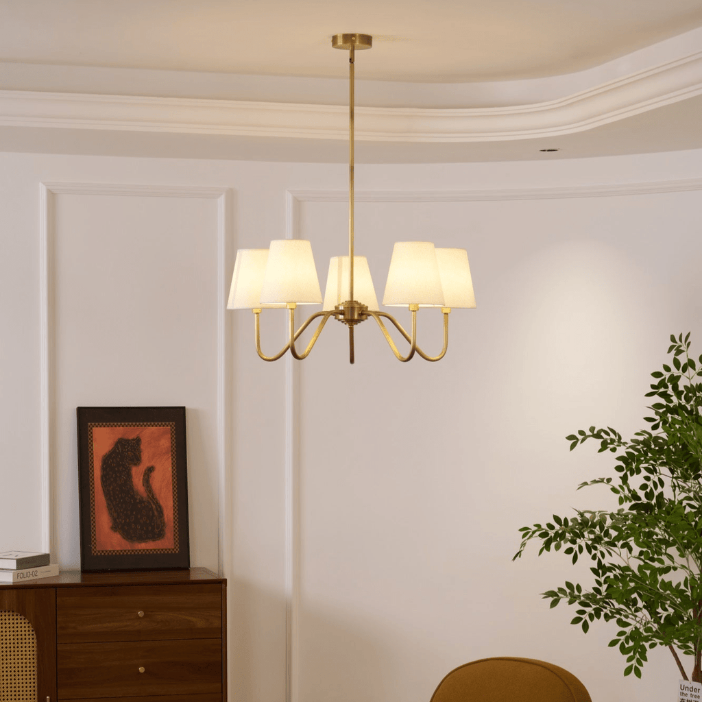 Viraean Chandelier Industriel Vintage en Laiton et Tissu - Neutralighting