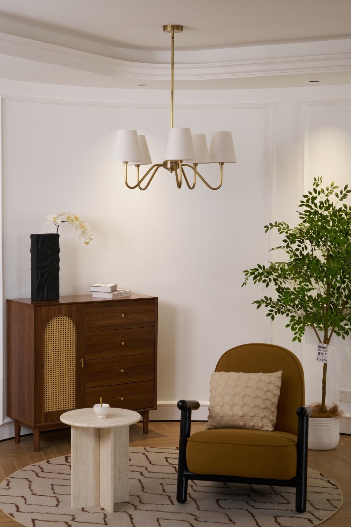 Viraean Chandelier Industriel Vintage en Laiton et Tissu - Neutralighting