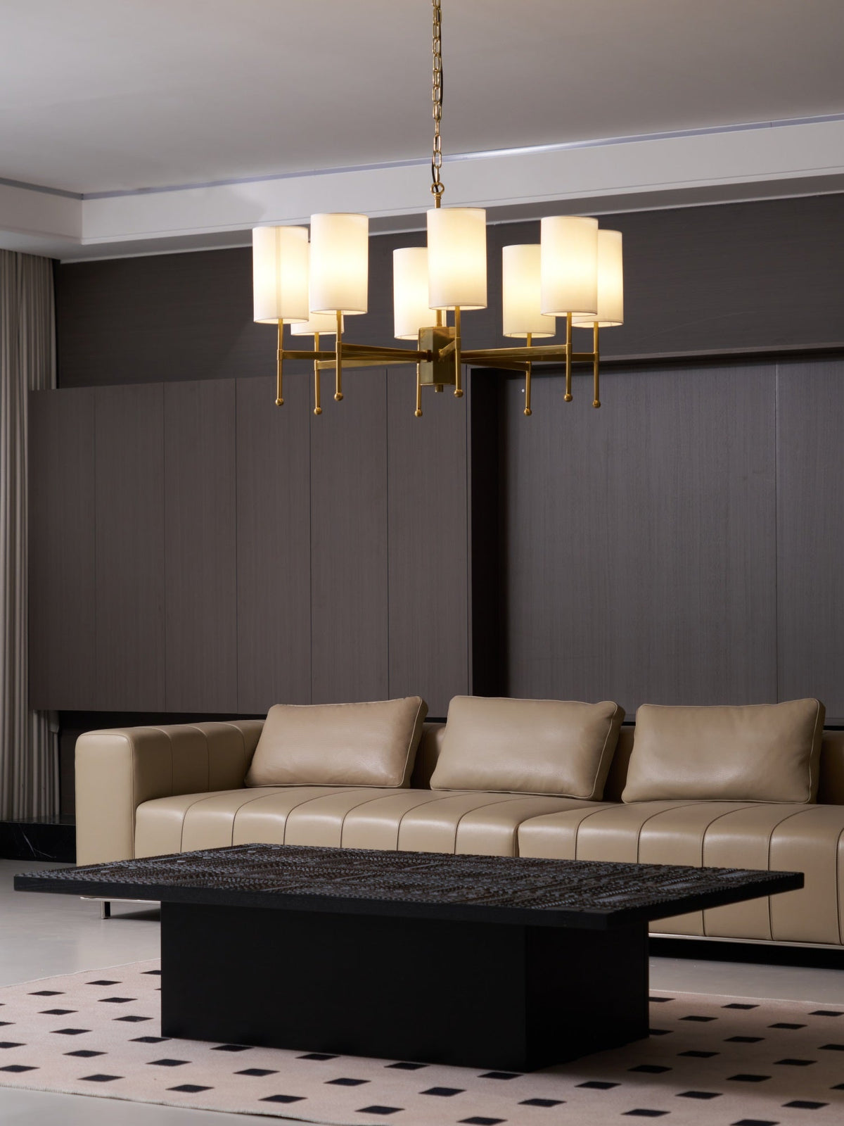 Ulcarisra Chandelier en Tissu Vintage en Laiton - Neutralighting
