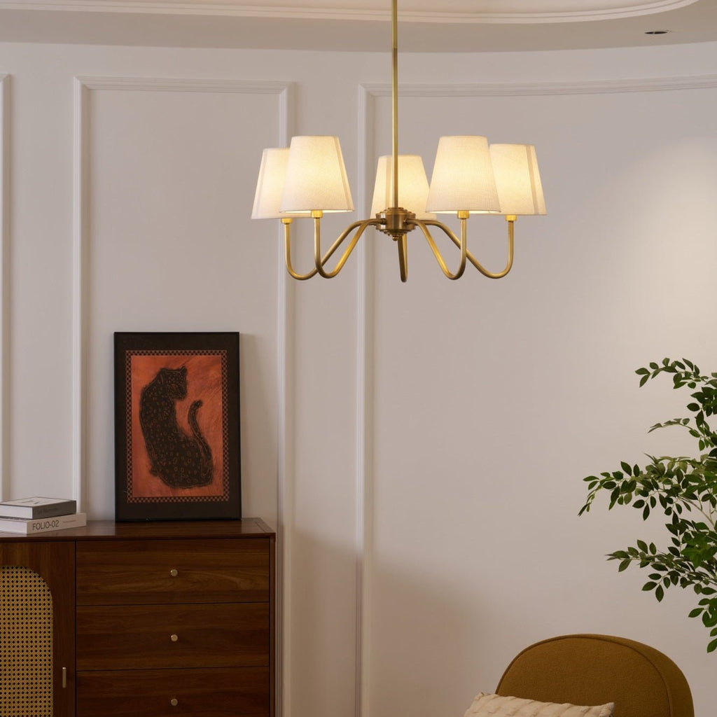 Viraean Chandelier Industriel Vintage en Laiton et Tissu - Neutralighting