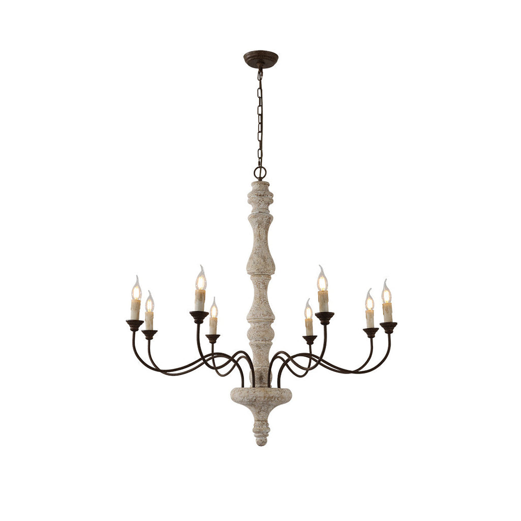 Emirel Lustre Vintage à 8 Lumières en Bois et Métal - Neutralighting