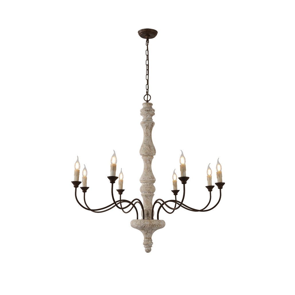 Emirel Lustre Vintage à 8 Lumières en Bois et Métal - Neutralighting