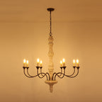 Emirel Lustre Vintage à 8 Lumières en Bois et Métal - Neutralighting