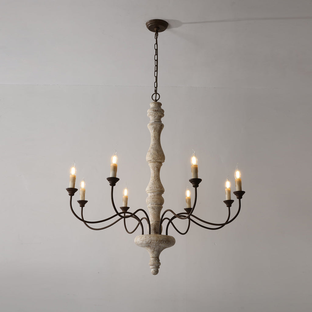 Emirel Lustre Vintage à 8 Lumières en Bois et Métal - Neutralighting