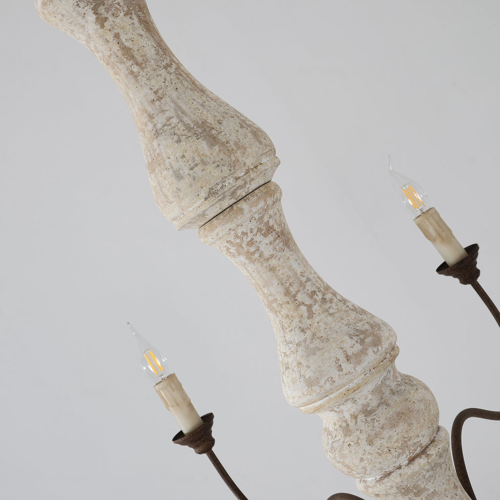 Emirel Lustre Vintage à 8 Lumières en Bois et Métal - Neutralighting