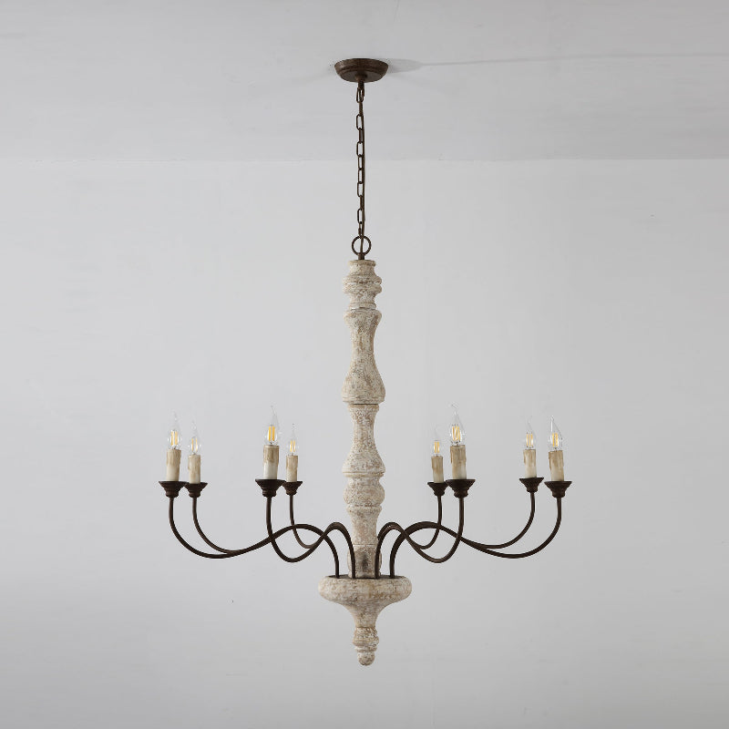 Emirel Lustre Vintage à 8 Lumières en Bois et Métal - Neutralighting