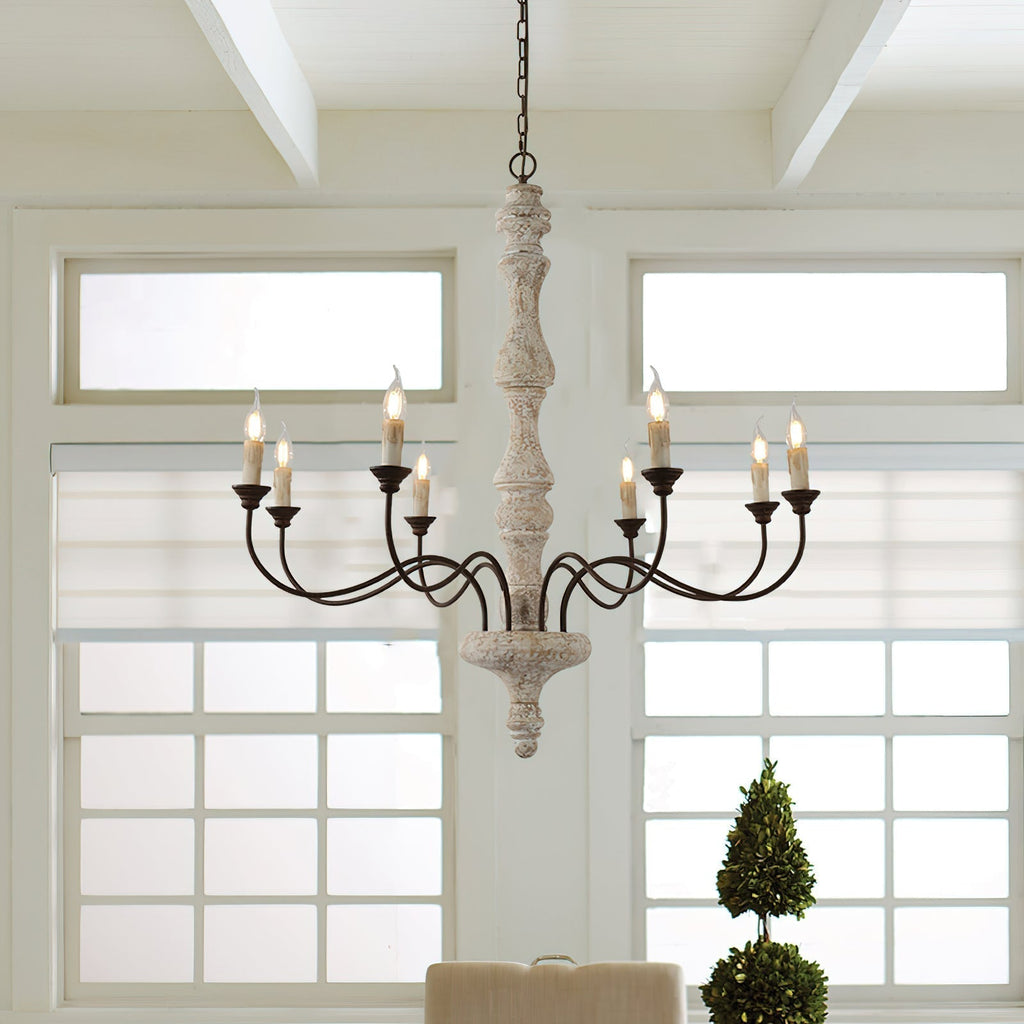 Emirel Lustre Vintage à 8 Lumières en Bois et Métal - Neutralighting