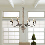 Emirel Lustre Vintage à 8 Lumières en Bois et Métal - Neutralighting