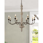 Emirel Lustre Vintage à 8 Lumières en Bois et Métal - Neutralighting