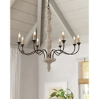Emirel Lustre Vintage à 8 Lumières en Bois et Métal - Neutralighting