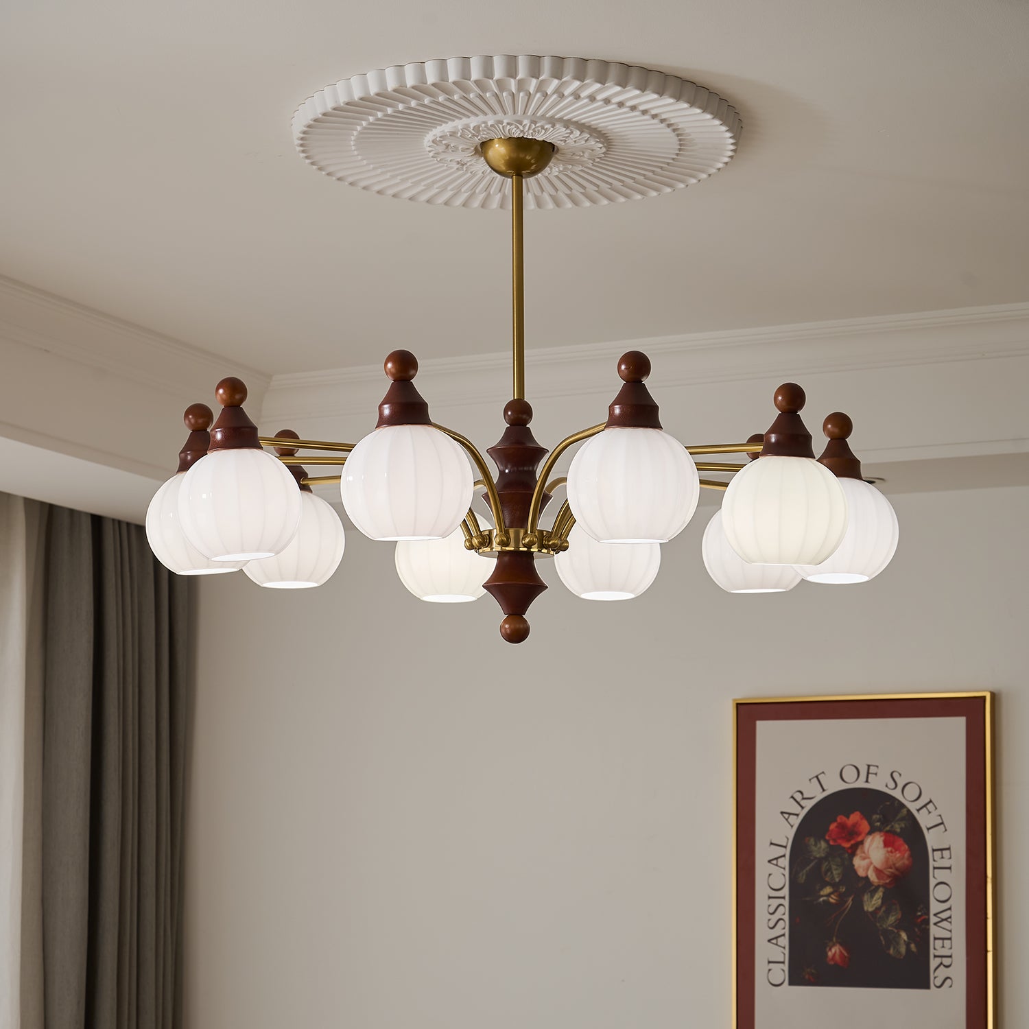 Lustra Chandelier Blossom avec Abat-jours en Verre - Neutralighting