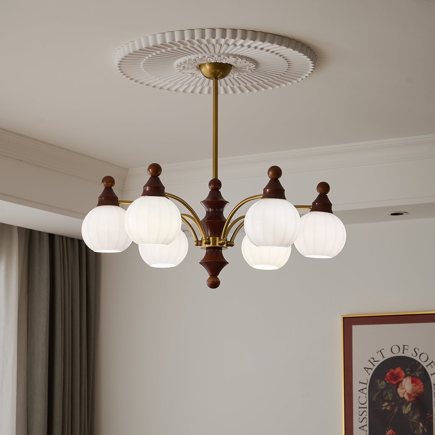 Lustra Chandelier Blossom avec Abat-jours en Verre - Neutralighting