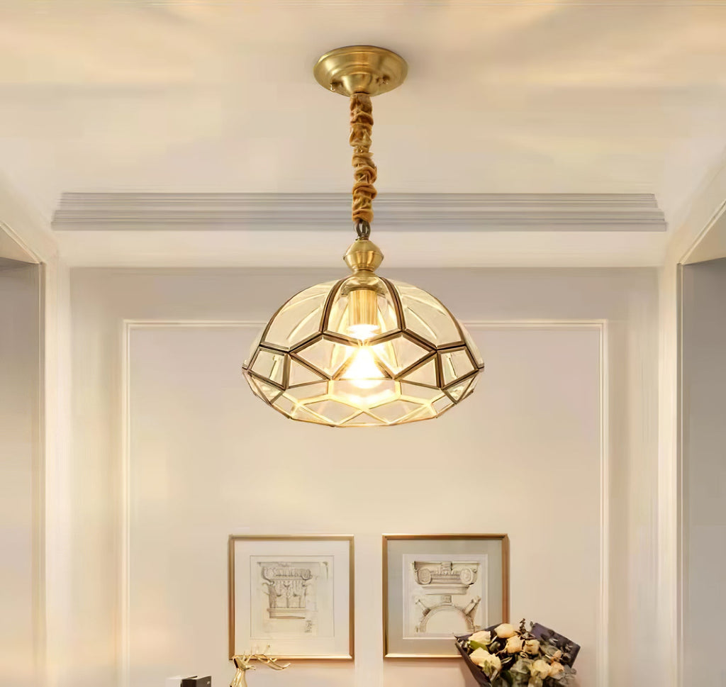 Ophaan Lampe Pendante Traditionnelle en Laiton et Verre Art - Neutralighting