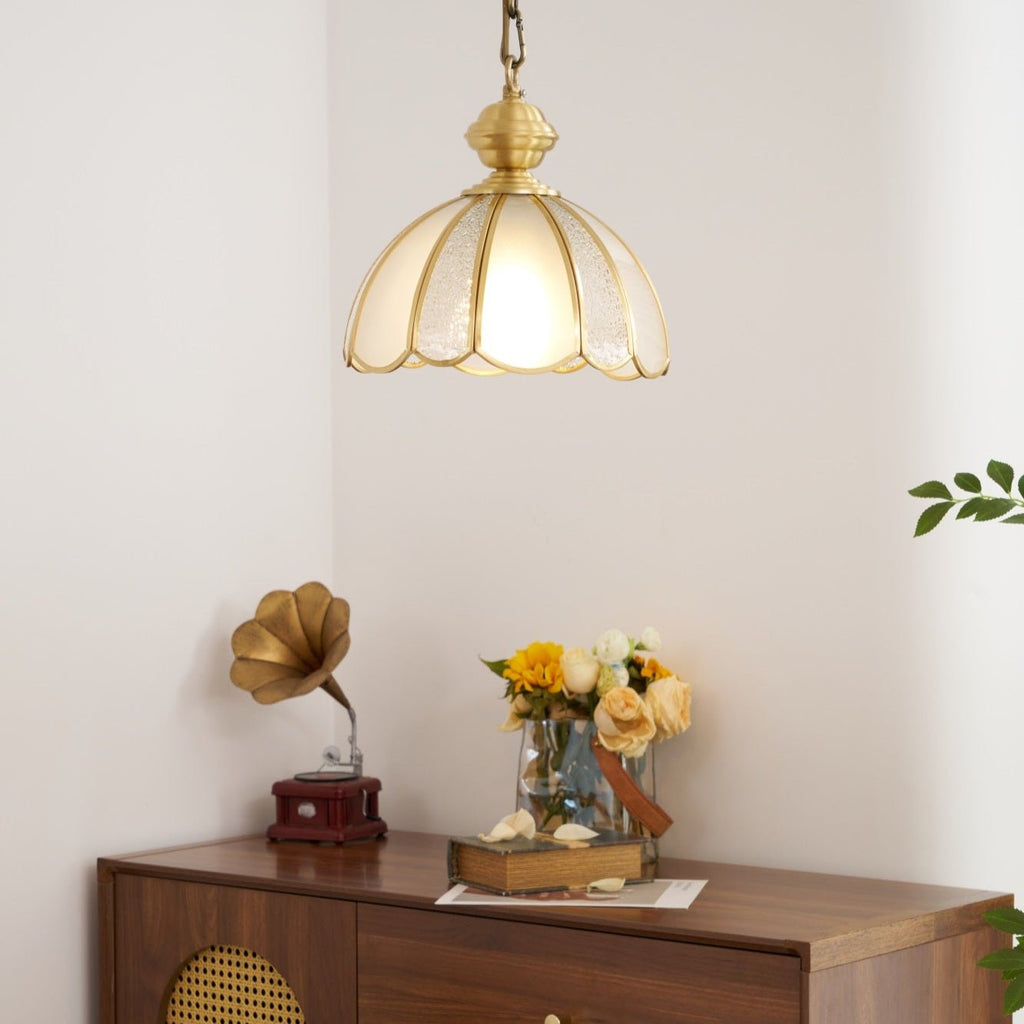 Ophaan Lampe Pendante Traditionnelle en Laiton et Verre Art - Neutralighting