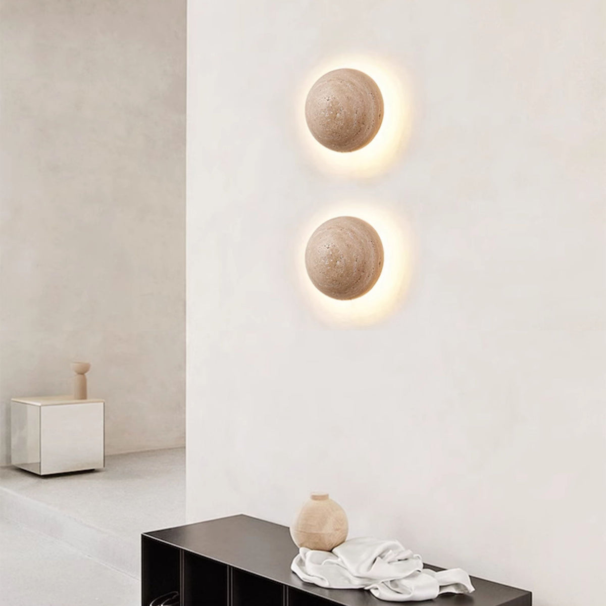 Cinorisra Applique Murale Moderne Minimaliste en Pierre Travertin - Neutralighting