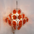 Aurora Chandelier en Verre de Murano Orange Disque Superposé - Neutralighting