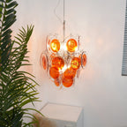 Aurora Chandelier en Verre de Murano Orange Disque Superposé - Neutralighting