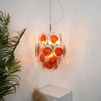 Aurora Chandelier en Verre de Murano Orange Disque Superposé - Neutralighting