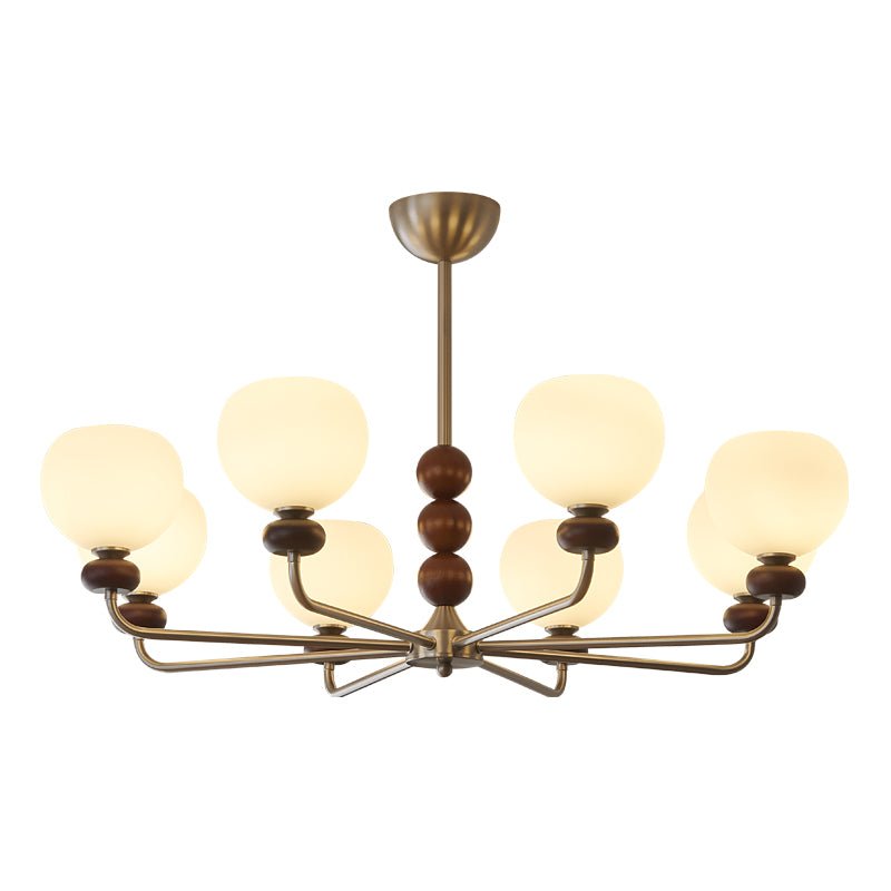 Vilorira Chandelier Classique Orbe Bois Noyer Verre Traditionnel - Neutralighting