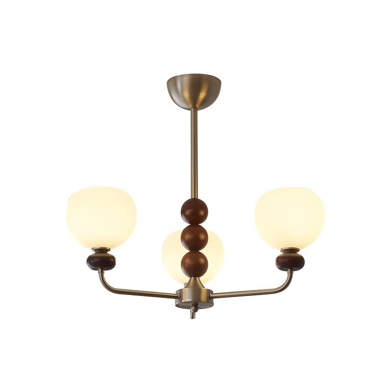 Vilorira Chandelier Classique Orbe Bois Noyer Verre Traditionnel - Neutralighting